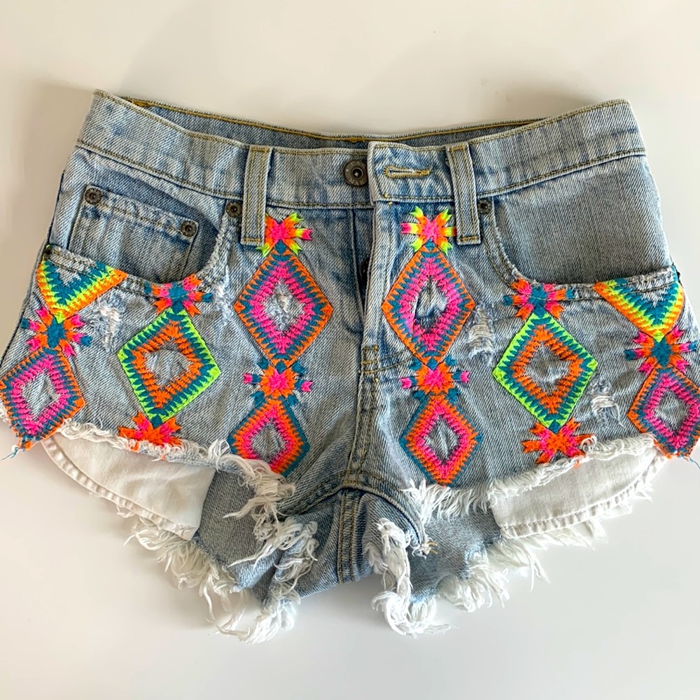Carmar Neon Embroidered Cut-Offs